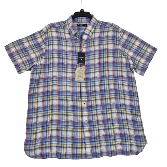 Cremieux Other - Cremieux Classics Men's Shirt Size XL French Linen Short Sleeve Plaid Blue (63)